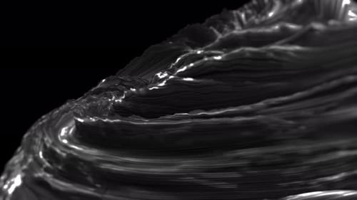 Black Wavy Swirling Whirlpool on Dark Background 3d Animation Loop