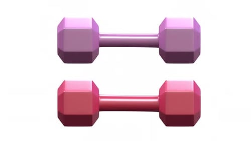 Animated 3D Pink and Red Dumbbells Wiggling for Fitness Content