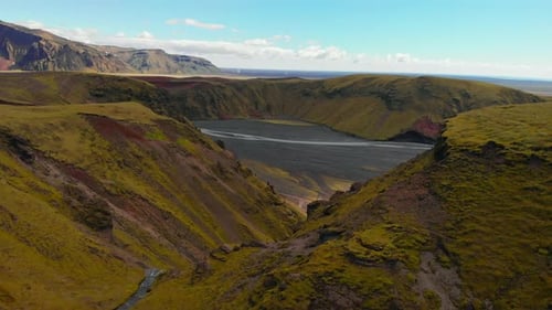 Icelandic Hills Volcanic Mountains Covered with Green Moss Autumn Landscapes