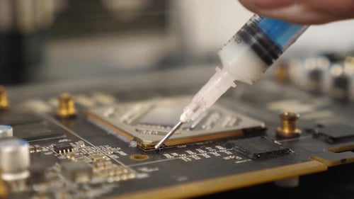 07, Preparation of the video card and infrared soldering station for unsoldering the GPU chip.