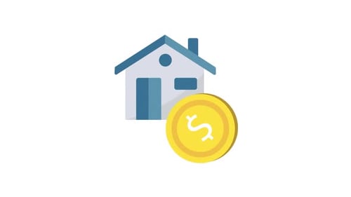 Animated Flat Design House and Money Icon