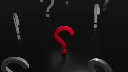 Animated Red Question Mark Shatter and Reconstruct