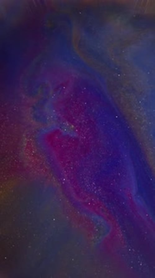 Abstract Purple, Blue, and Gold Paint Swirls