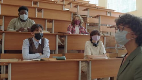 Students Attending Class in University Lecture Hall