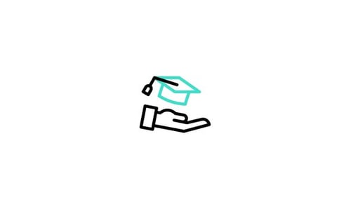Animated Hand Holding Graduation Cap Icon