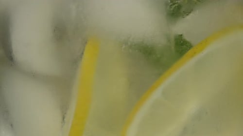 Refreshing Lemon and Mint Drink Close Up