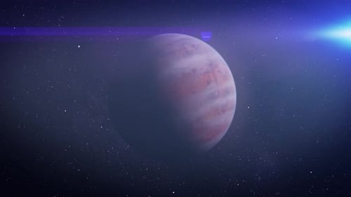 Rotating Planet in Starry Space with Lens Flares