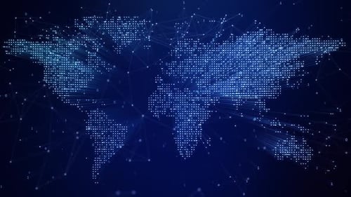 Futuristic Digital World Map Global Network Connections