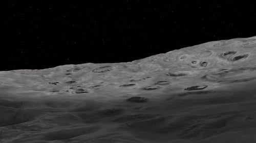 Dunkler Schatten werfender Mondoberfläche während der Sonnenfinsternis
