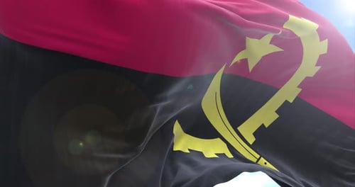 Angola National Flag Waving with Realistic Fabric Animation
