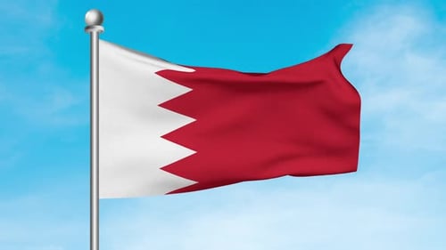 Bahrain National Flag Waving in Realistic 3D Loop