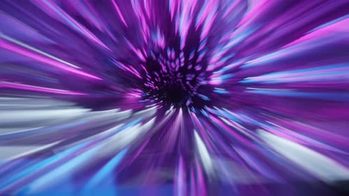 Seamless movement and camera rotation through a fast tunnel with glowing pink lines. Seamless camera