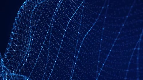 Digital Wave Of Glowing Particles And Wire Background Video