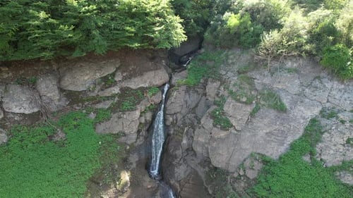 Scenic Waterfall Cascading Through Green Forest