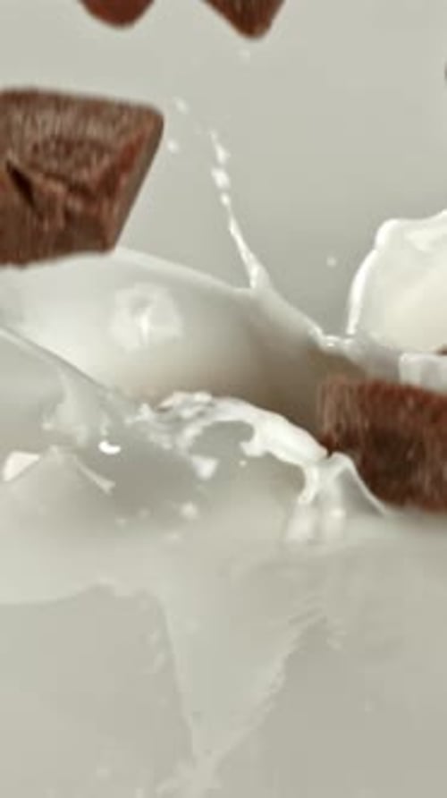 Super Slow Motion Chocolate Falls Into the Milk Filmed on a Highspeed Camera at 1000 Fps