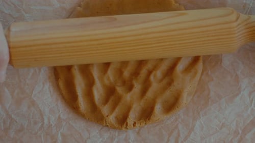 Close Up of Rolling Dough From Ball