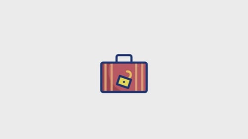 Animated Flat Design Luggage Security Padlock Icon