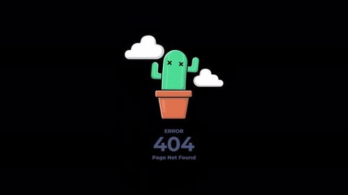 Animated 404 Error Page with Minimalist Cactus and Clouds