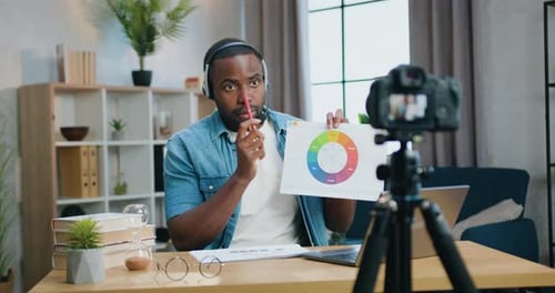 Instructor Explains Colorful Chart During Online Lesson