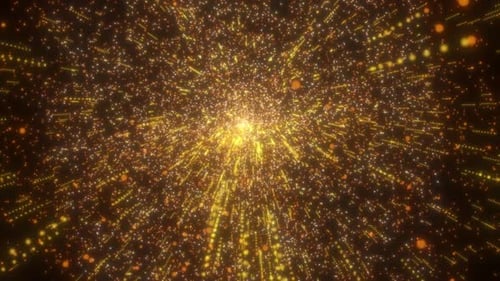 Golden Glittering Particles Burst and Fall Background Loop