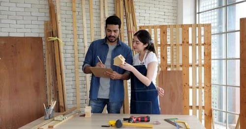 Carpenter workers working in workshop