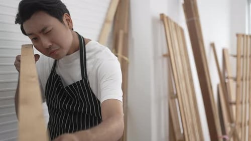 Carpenter work at workshop.