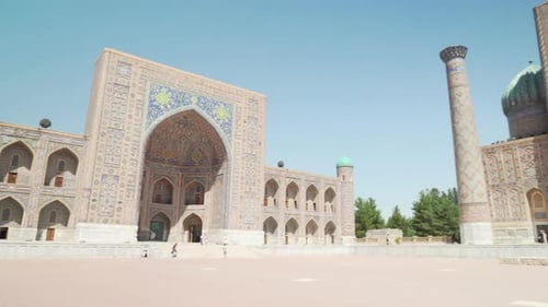 Awesome view of the Registan Square in Samarkand, Uzbekistan
