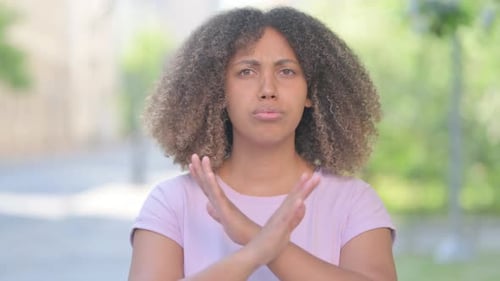 Young Woman Gesturing No Outdoors