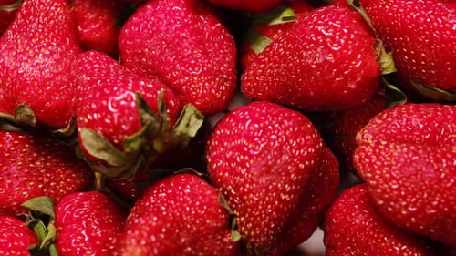 Fresh Ripe Red Juicy Strawberries Rotating