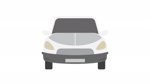 Flat Design White Car Hood Opening and Closing Animation