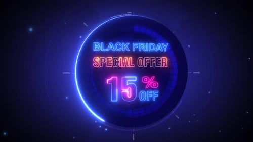 Neon Black Friday Special Offer Futuristic Display