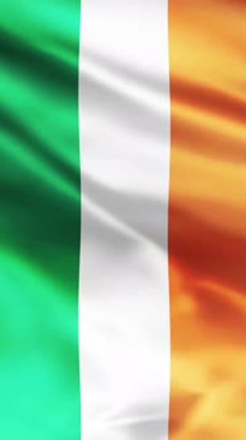 Vertical Waving Flag of Ireland Seamless Loop