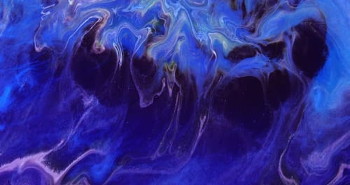 Ink Space Abstract Colorful Ink Spread Art On a Blue Background Divergent Blue and White Colors