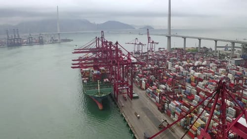 2019/07/18 - Hong Kong. container cargo ship in export and import business and logistics internation