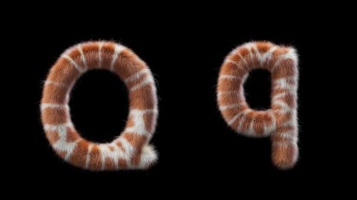 3D animation of a uppercase and lowercase Giraffe woolen letter Q