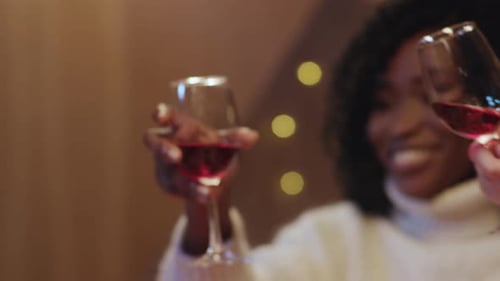 People Celebrate Toasting Wine Glasses Together