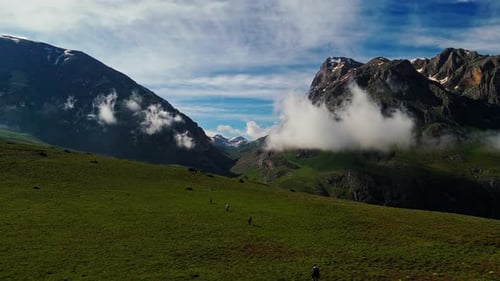 Trekking across a magnificent mountain landscape