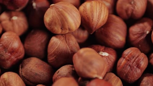 Close-Up of Pile of Shelled Hazelnuts