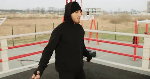 Training Motivation Athlete Man Working Out Outside on the Outdoor Gym Strong Fit Man Training