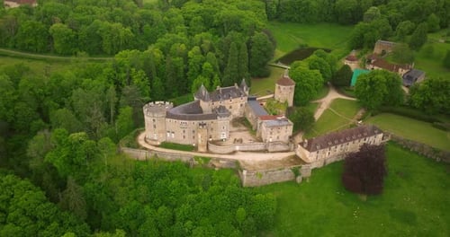 Establishing Shot Castle of Chastellux A Beautiful Castle with an Exciting Castle Complex A Place