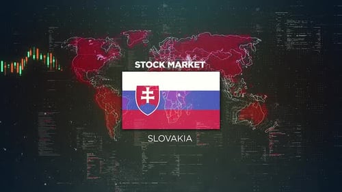 Slovakia Stock Market Chart Background With Flag