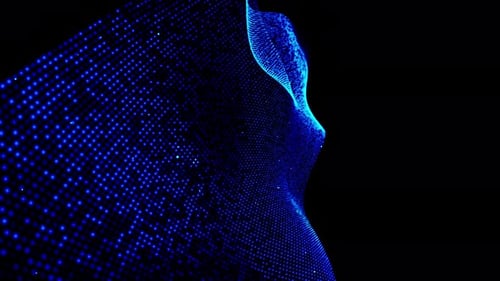 Blue Digital Technology Particle Wave Flow On Black Background