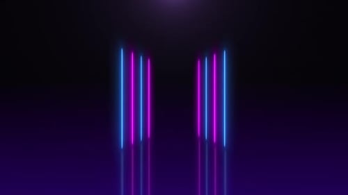 Abstract Square Neon Loop Tunnel with Reflection Floor