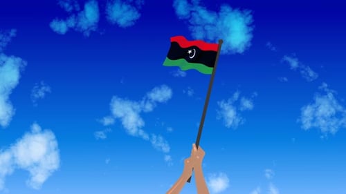 Animated Hands Holding Waving Libyan Flag