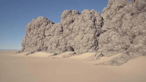 Expansive Desert Environment Featuring Dunes and Rocky Features