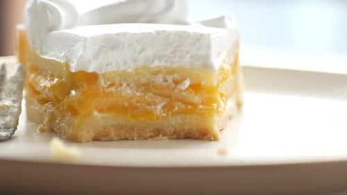 Close Up of Cake with Whipped Cream