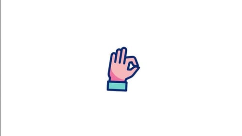 Animated Hand Icon OK and Wave Communication Gesture