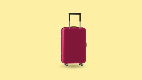 Stylish pink rolling suitcase ready for vacation travel adventure