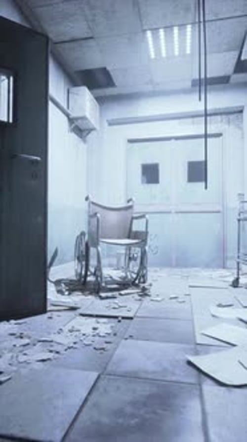 Abandoned Hospital Room With Chair and Papers