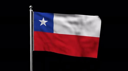 Waving Flag of Chile Animation with Alpha Channel